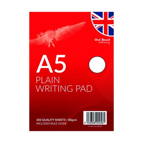 A5 Plain Writing Pad 100 Sheets (Pack of 12) OBS328