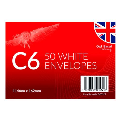 C6 Envelopes x 50 White (Pack of 12) OBS327