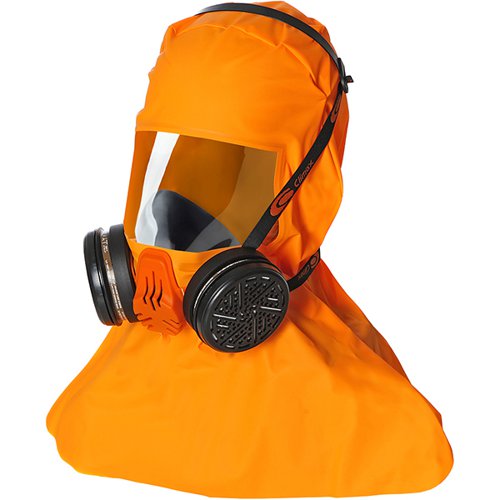 The Climax Abekp3 Evacuation Hood is a filtered escape half mask protecting the user against chemical products when escaping to a safe and breathable environment. The hood is made of PVC without lining and it has a transparent PVC visor. The filter type ABEK offers protection against a wide range of toxic gases and vapours. It does not provide breathable air.