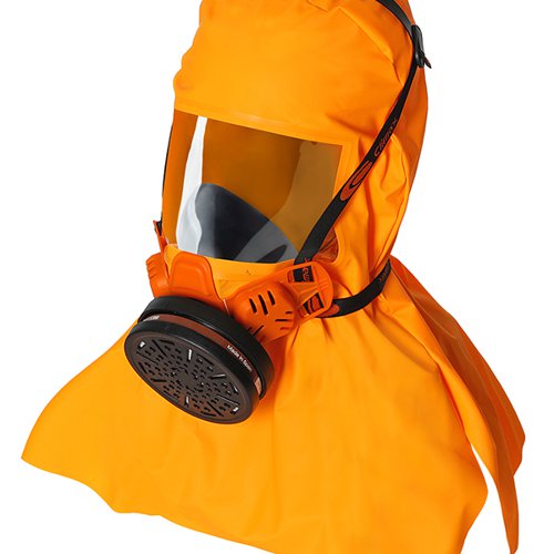 The Climax P3 Evacuation Hood is a filtered escape half mask protecting the user against chemical products when escaping to a safe and breathable environment. The hood is made of PVC without lining and it has a transparent PVC visor. The filter type ABEK offers protection against a wide range of toxic gases and vapours. It does not provide breathable air.