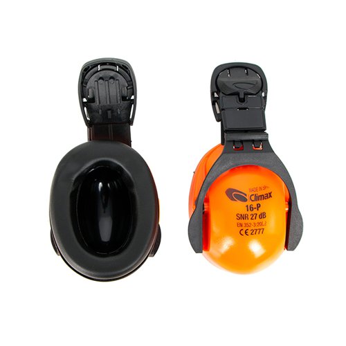 These Climax 16p ear defenders offer ear protection against noise and are designed for use with the Climax 5-RS, 5-RG and Tirreno safety helmets. Featuring height adjustable arms for correct fit along with hypoallergenic foam pads for comfort, these Climax ear defenders are made from durable ABS for longevity.