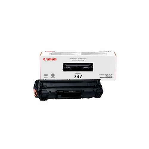 This Canon 737 Toner Cartridge provides outstanding business-quality print output. It contains enough black toner to print up to 2,400 pages. As a genuine Canon consumable, it ensures the best possible reliability and output.