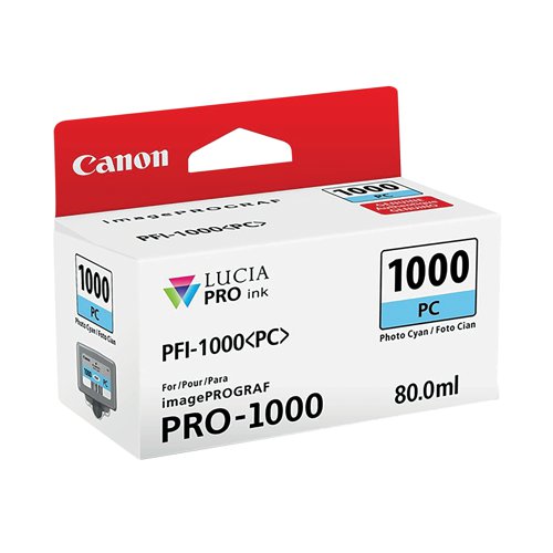 Canon PFI-1000PC Inkjet Cartridge Photo Cyan 0550C001 - Canon - CO04646 - McArdle Computer and Office Supplies
