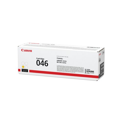 Replacement yellow toner cartridge for Canon laser printers. Genuine Canon consumable ensuring the best compatibility and reliability. Standard yield capacity capable of printing up to 2,300 pages. Compatible with Canon i-SENSYS MF735Cx, MF734Cdw, MF732Cdw, LBP654Cx and LBP653Cdw office laser printers.