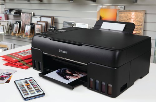 The Canon PIXMA G650 is a wireless 3-in-1 multi-functional solution. A printer, scanner, and copier all in one ideal for small businesses, photo studios and home users. It offers high quality photo printing with low maintenance and low total cost of ownership.