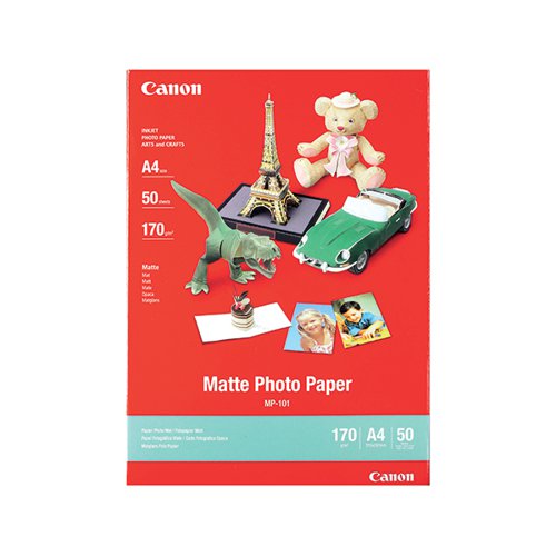 Canon A4 Photo Paper 170gsm Matte (Pack of 50) MP-101 A4 CO17483 Buy online at Office 5Star or contact us Tel 01594 810081 for assistance