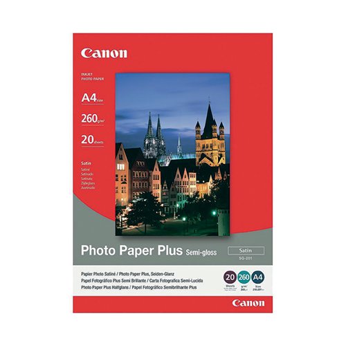 Canon A4 Photo Paper Plus 260gsm Semi-Gloss (Pack of 20) 1686B021