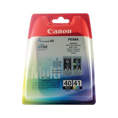 Canon PG-40 + CL-41 Inkjet Cartridge Multipack Black/Tri-Colour 0615B043