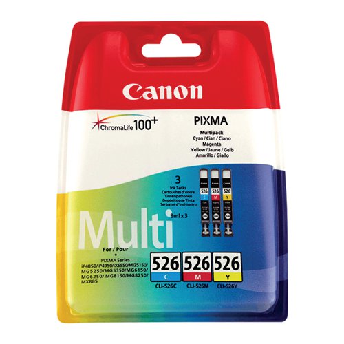 Canon CLI-526 Colour Inkjet Cartridges Multipack Cyan/Magenta/Yellow 4541B009