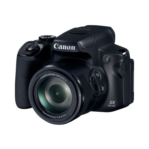 Ensure that you capture all your significant memories with the stunningly powerful Canon PowerShot SX70 HS. Boasting an exceptional 65x optical zoom and 21mm lens, the SX70 is a stylish and versatile camera with the appearance of a DSLR but with the accessibility of a fixed-lens camera. Featuring the ability to shoot videos in mesmerising 4K Ultra HD and an incredibly high resolution 20.3 MegaPixel camera, the SX70 also has a reliable autofocus feature along with an intuitive 7.5cm LCD display. Additionally, you can also easily back-up images straight to your smart device or even remotely view, shoot and configure straight from your phone. When purchasing the PowerShot SX70 you receive a lens cap, neck strap, battery pack, battery charger, AC cable and user manual kit.