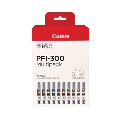 Canon PFI-300 Ink Cartridges Multipack Assorted (Pack of 10) 4192C008