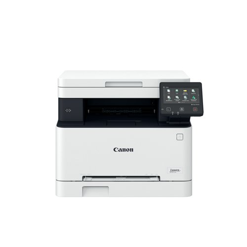 CO67030 | This Canon i-SENSYS MF651Cw colour multifunctional A4 laser printer, copier and scanner. Printer, copier and scanner produces quality prints at 18 pages per minute. The warm up time is 13 seconds or less from power on, with first printout in 10.5 seconds or less. Print resolution is up to 1200 x 1200 dpi. Copy resolution up to 600 x 600 dpi. Up to 999 multiple copies. Reduction/enlargement in 1% increments (25-400%). Colour scanner is a Platen, 2-sided ADF type, with optical scan resolution up to 600 x 600 dpi, 24 bit input and output and compatibility: TWAIN, WIA, ICA. All controlled via 127mm LCD colour touch screen. Supplied with Black: 1,350 pages, C/M/Y: 680 pages starter cartridges.