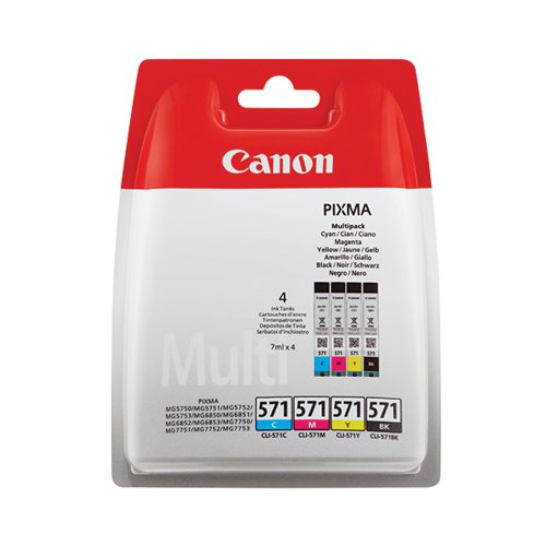 Canon CLI-571 Inkjet Cartridge Multipack CMYK 0386C008