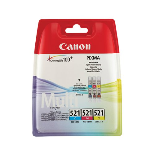 Canon CLI-521 Inkjet Cartridge Multipack CMY 2934B015