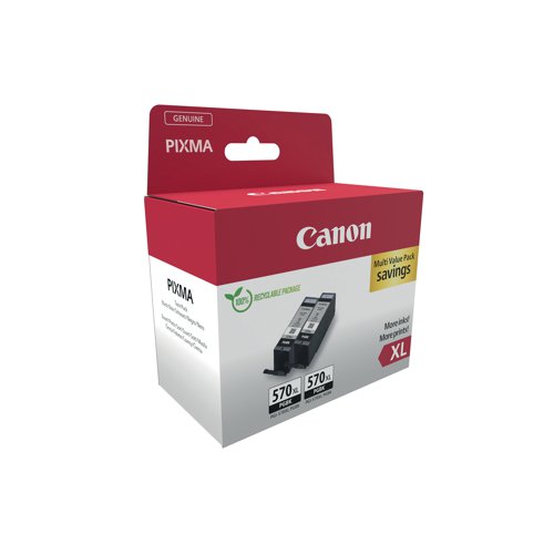 Canon PGI-570XL Inkjet Cartridges High Yield Twin Pack Black 0318C010