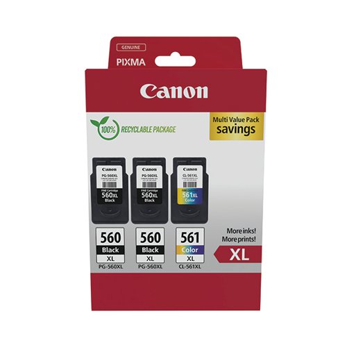 Canon PG-560XL x2/CL-561XL Inkjet Cartridge High Yield Multi Value Pack Black/Colour 3712C009