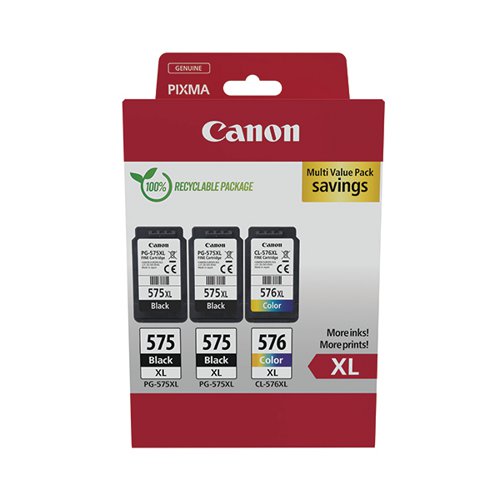 Canon PG-575XL x2/CL-576XL Inkjet Cartridge Multi Value Pack Black/Colour 5437C004 - CO67961