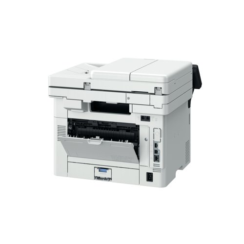 The Canon i-SENSYS MF465dw A4 mono multi-function all-in one laser printer, able to print, copy, scan and fax documents. With a 1GB memory. Designed for use in small offices and at home. Protects your documents, devices and network from viruses and data theft with 360-degree security. Features include TLS1.3, Verify System at Startup and Secure PIN print. With a print speed and copy speed of up to 40 ppm (A4), with duplex printing providing a print speed of up to 33.6 ipm (A4). Includes Automatic document feeder functionality. Print resolution of up to 1200 x 1200 dpi. Copy resolution of up to 600 x 600 dpi, copy 1-sided to 2-sided (automatic). Also offers colour scanning, with an optical scan resolution of up to 600 x 600 dpi. Scan to email: TIFF/JPEG/PDF/Compact PDF, Searchable PDF. Fax modem speed: 33.6 kbps (up to 3 seconds/page). Includes a fax memory of up to 256 pages, and up to 104 speed dials. Comes with a standard paper input 250-sheet cassette and 100 sheet multi-purpose tray and 50 sheet ADF. All operated via a 12.7cm LCD colour touch screen control panel. Connect with USB 2.0 Hi-Speed, 10BASE-T/100BASE-TX/1000Base-T, Wireless 802.11b/g/n, Wireless Direct Connection. Advanced printing features: Encrypted Secure Print, Secure print, print from USB memory key (JPEG/TIFF/PDF), Print from Cloud (Dropbox, GoogleDrive, OneDrive (PDF/JPEG), Microsoft Universal Print; iOS: AirPrint, Canon PRINT Business app; Android: Mopria certified, Canon PRINT Business app and Canon Print Service Plug-in. Supplied with cartridge 070, 3,000 pages cartridge (Black).