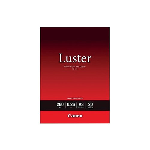 Canon A3 Pro Luster Photo Paper (20 Pack) 6211B007 CO84400 Buy online at Office 5Star or contact us Tel 01594 810081 for assistance