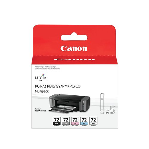 Canon PGI-72 Inkjet Cartridge Multipack PBK/GY/PM/PC/CO Pack 5 6403B007 | CO97421 | Canon