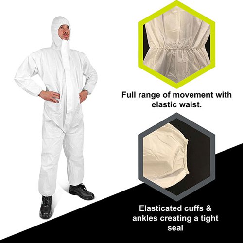 Beeswift CN4013E Disposable Coverall Anti-Static Type 5/6 Overalls, Bibs & Aprons BSW35918