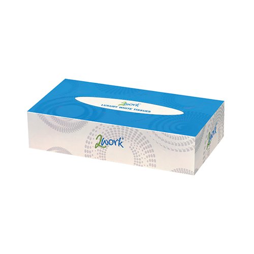 2Work Facial Tissues Box 100 Sheets 2-Ply (Pack of 36) CPD11210