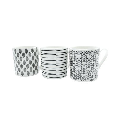 Quality 12oz Black and White Mugs Designs may vary (Pack of 12) P1160119
