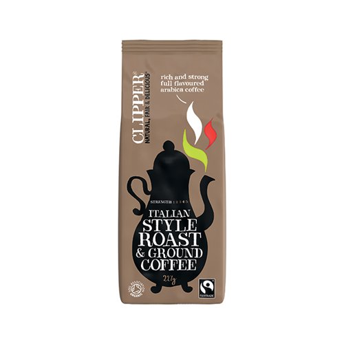 Clipper Fairtrade Italian Style Coffee Roast and Ground Organic 227g CTN266