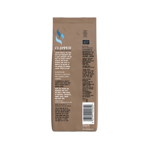 Clipper Fairtrade Decaffeinated Coffee Roast and Ground Organic 227g CTN268 - Clipper - CPD24564 - McArdle Computer and Office Supplies
