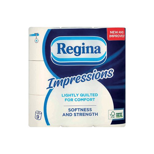 Regina Toilet Tissue Impressions 3-Ply White Pack of 9 HOREG004