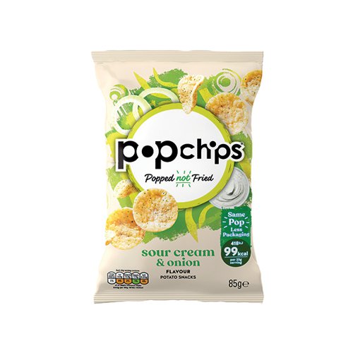 Popchips Crisps Sour Cream and Onion Share Bag 85g (Pack of 8) 0401237