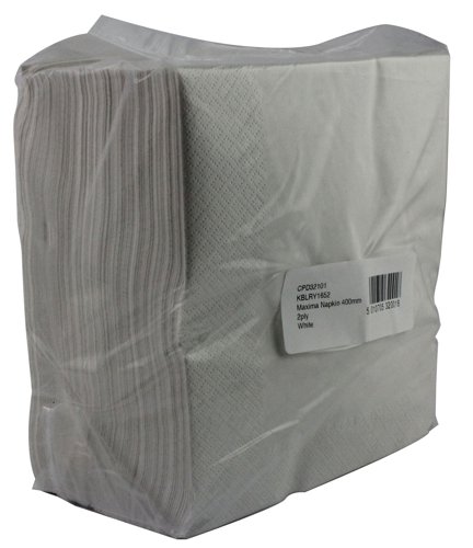 White 2-Ply Paper Napkins 400x400mm (Pack of 100) 0502122 | CPD32101 | 