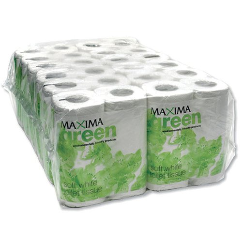 Maxima Green 2-Ply White Toilet Roll 200 Sheet (Pack of 48) KMAX200G CPD43427