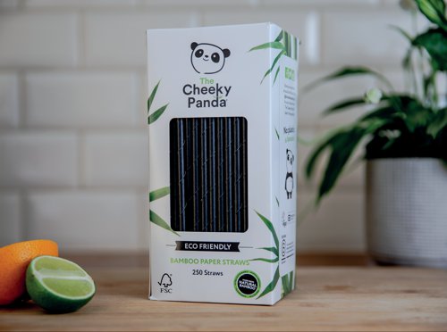 Cheeky Panda Bamboo Paper Straw Black (Pack of 250) 0111130 | CPD63036 | The Cheeky Panda Ltd