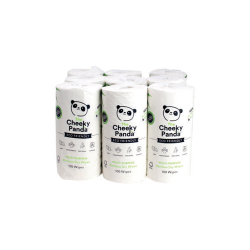 Cheeky Panda Multi-purpose Dry Wipes 100 Wipes (Pack of 10) DRYWRLX10