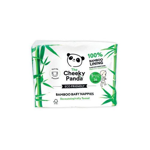 Cheeky Panda Baby Nappies Size 5 12-16kg 4x36 (Pack of 144) NAPPS5X4-V2