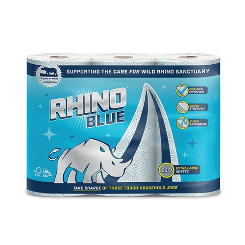 Rhino Kitchen Roll 3-Ply 70 SheetsRoll White (Pack of 3) R0304K3BNOF01