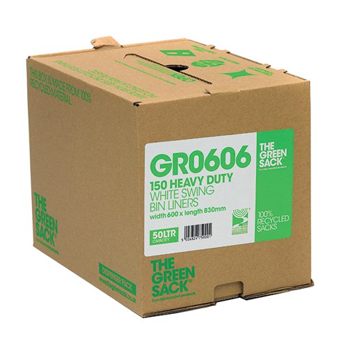 The Green Sack Swing Bin Liner in Dispenser White (Pack of 150) GR0606 CPD75000 Buy online at Office 5Star or contact us Tel 01594 810081 for assistance