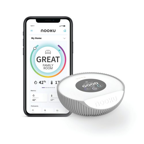 Nooku Mini Indoor Air Quality Monitor White/Grey NK-A1006-1 CPD91900 Buy online at Office 5Star or contact us Tel 01594 810081 for assistance