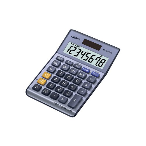 Casio 8-Digit Currency Calculator Silver MS-80VERII