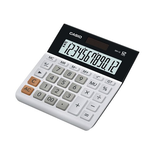 Casio 12-Digit Landscape Basic Function Calculator White MH-12-WE-SK-UP