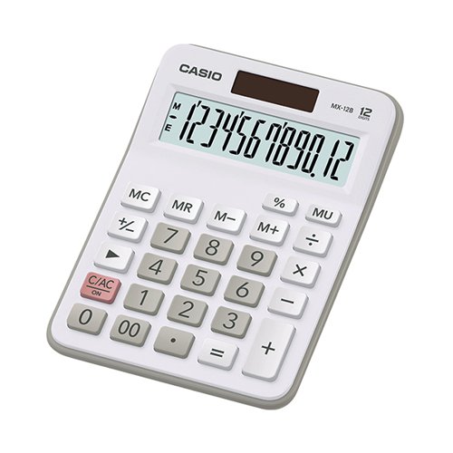 Casio MX-12B 12 Digit Desktop Calculator Large LC Display White MX-12B-WE