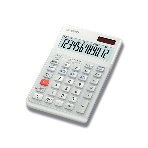 Casio JE-12E 12 Digit Ergonomic Compact Desktop Calculator White JE-12E-WE