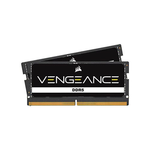 CSA66200 | Upgrade your DDR5 gaming or performance laptop with cutting-edge Corsair Vengeance series DDR5 SODIMM 16GB (x2 8GB) memory module. Compatible with a wide range of Intel and ADM laptops and small-form-factor PCs. Upgrade your existing memory, harnessing the faster frequencies and greater capacities of DDR5. Memory pin: 262. Voltage: 1.1V. Designed to tackle the most demanding tasks, games and workloads. Tuned for maximum speeds, automatically sets systems for faster load times, multitasking and more. No BIOS configuration required to gain higher speed, just install and go.