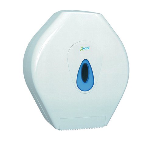 2Work Mini Jumbo Toilet Roll Dispenser White CT34014 CT34014 Buy online at Office 5Star or contact us Tel 01594 810081 for assistance