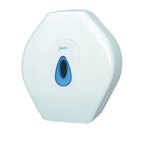 2Work Mini Jumbo Toilet Roll Dispenser White CT34014 - VOW - CT34014 - McArdle Computer and Office Supplies