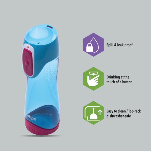 Contigo Swish Kids Autoseal Water Bottle 17oz/500ml Sky Blue 2095120 Contigo Brands