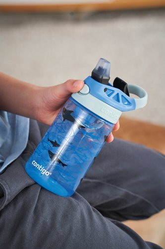 Contigo Easy Clean Autospout Bottle 14oz/420ml Blue Sharks 2127476 - Contigo Brands - CTG16258 - McArdle Computer and Office Supplies