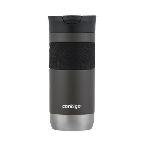The Contigo Byron 2.0 Snapseal travel mug is a stainless steel vacuum flask, perfect for hot and cold drinks while out and about. With a generous capacity of 470ml, the mug features an easy to clean, removable lid made from BPA-free plastic. This leak-proof tumbler is supplied in a Sake grey finish with stainless steel interior and contrasting black grip band. Keeping drinks hot for up to six hours and cold for up to 12 hours, the Contigo Byron 2.0 travel mug is leak-proof when the lever is in closed position.