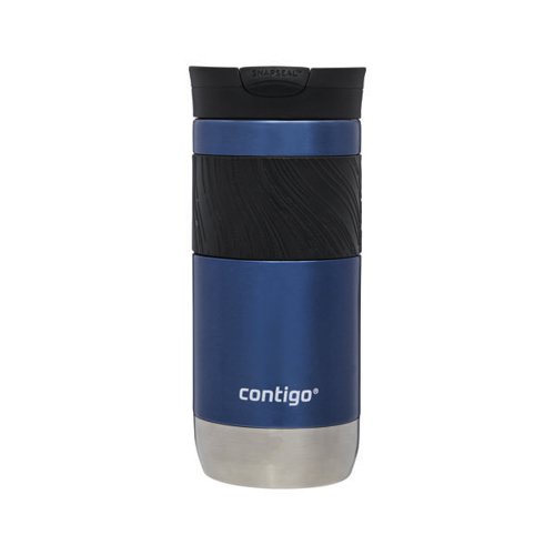 The Contigo Byron 2.0 Snapseal travel mug is a stainless steel vacuum flask, perfect for hot and cold drinks while out and about. With a generous capacity of 470ml, the mug features an easy to clean, removable lid made from BPA-free plastic. This leak-proof tumbler is supplied in a Corn blue finish with stainless steel interior and contrasting black grip band. Keeping drinks hot for up to six hours and cold for up to 12 hours, the Contigo Byron 2.0 travel mug is leak-proof when the lever is in closed position.